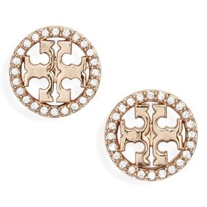 Tory Burch Gold Logo Necklace & Matching Earrings